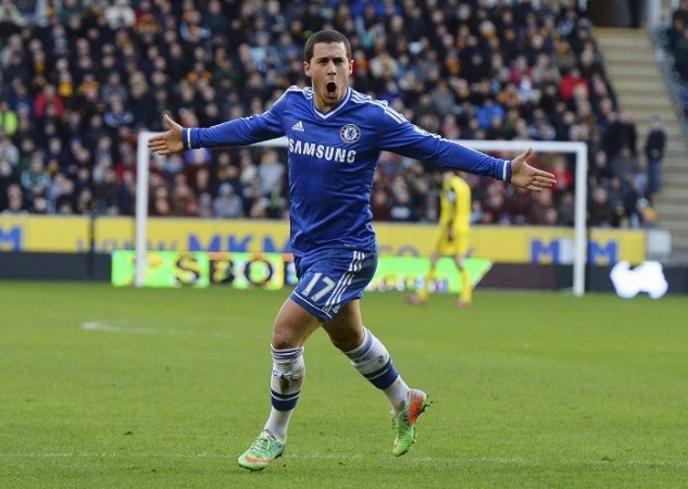 Chelsea playmaker Eden Hazard celebrates after scoring against Hull City in the English Premier League, 11 January. Reuters Chelsea Eden Hazard