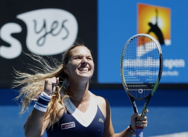 Dominika Cibulkova is over the moon after defeating Simona Halep in the quarterfinals of the Australian Open, 22 January. Reuters Dominika Cibulkova Australian Open