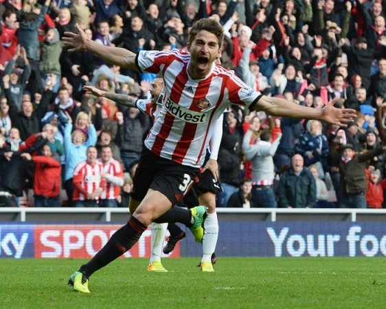 Sunderland forward Fabio Borini celebrates after scoring the winner against Newcastle in the English Premier League, 27 October, 2013. Reuters Fabio Borini Sunderland