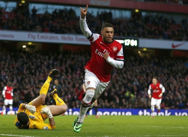 Arsenal midfielder Alex Oxlade-Chamberlain celebrates after scoring against Crystal Palace in the English Premier League, 2 February. Reuters Alex Oxlade-Chamberlain Arsenal