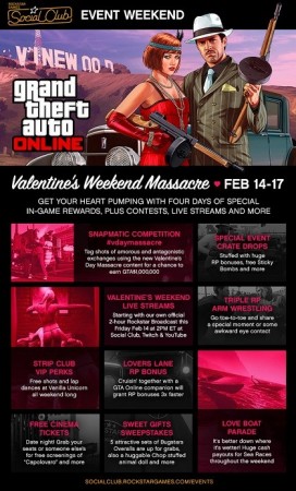 Rockstar is also hosting Valentine's Massacre Social Club Event Weekend. (Rockstar Newswire) GTA 5 Online