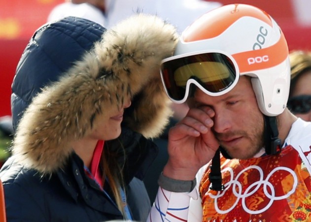 Third-placed Bode Miller (R) of the U.S. cries after the men's alpine skiing Super-G competition during the 2014 Sochi Winter Olympics at the Rosa Khutor Alpine Cente February 16, 2014. (Reuters) Bode Miller