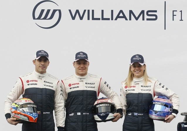 Williams Formula One test-driver Susie Wolff poses with fellow team drivers Pastor Maldonado and Valtteri Bottas. Reuters. Susie Wolff