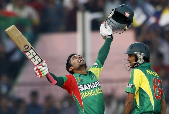 Mushfiqur Rahim is ecstatic after completing his century, 26 February. Reuters Mushfiqur Rahim Bangladesh Nasir Hossain