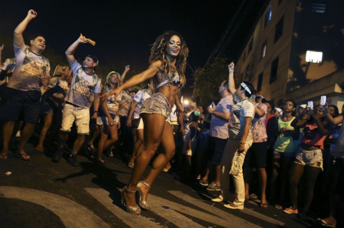 A dancer performs during the rehearsal of the Mocidade Independente Samba school at Bangu neighborhood in Rio de Janeiro Rio Carnival 2014