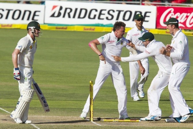 South Africa pace bowler Dale Steyn celebrates the wicket of Australia batsman Brad Haddin in the fourth day of the second Test, 23 February. Reuters Dale Styen South Africa Australia Brad Haddin