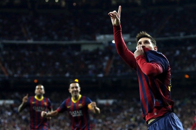 Barcelona forward Lionel Messi celebrates after scoring against Real Madrid in the El Clasico, 23 March. Reuters Lionel Messi Barcelona