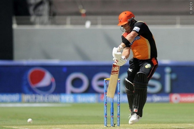 Sunrisers Hyderabad opener AAron Finch plays a shot through the offside in the IPL 2014 match against the Delhi Daredevils, 25 April. Pal Pillai/IPL/SPORTZPICS Aaron Finch Sunrisers Hyderabad