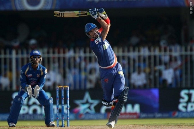 Delhi Daredevils skipper Kevin Pietersen in full flow against the Mumbai Indians, 27 April. Ron Gaunt/IPL/SPORTZPICS Kevin Pietersen Delhi Daredevils