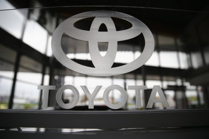 File photo of a Toyota logo in a showroom at a Toyota dealership in Warsaw