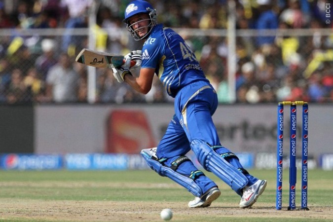 Mumbai Indians opener Michael Hussey plays a shot through the offside during his brilliant half-century against the Rajasthan Royals in their IPL 2014 game, 19 May Michael Hussey Mumbai Indians