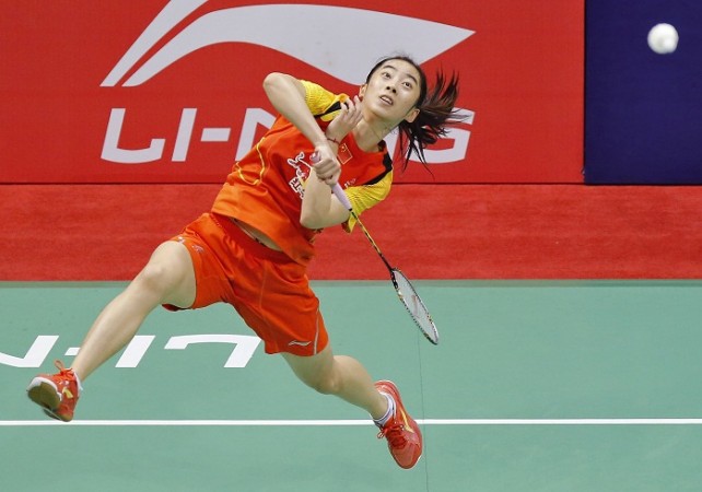 China's Wang Shixian returns a shot to South Korea's Bae Yeon Ju in the Uber Cup. Wang Shixian Badminton