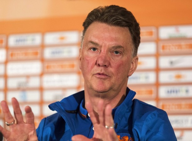 Van Gaal attends a press conference Louis Van Gaal