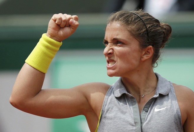 Sara Errani reacts during her match at the French Open. Sara Errani