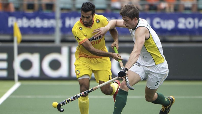 India's Dharamvir Singh in action against Australia in the Hockey World Cup. Dharamvir Singh Hockey