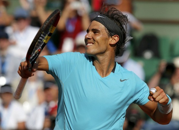 Rafael Nadal reacts after winning his match against Andy Murray at the French Open. Rafael Nadal Celebrates