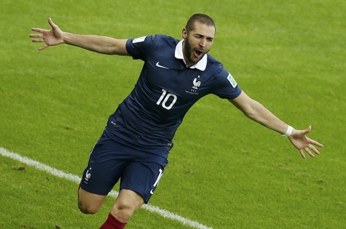 France striker Karim Benzema celebrates after scoring against Honduras, 15 June Karim Benzema France