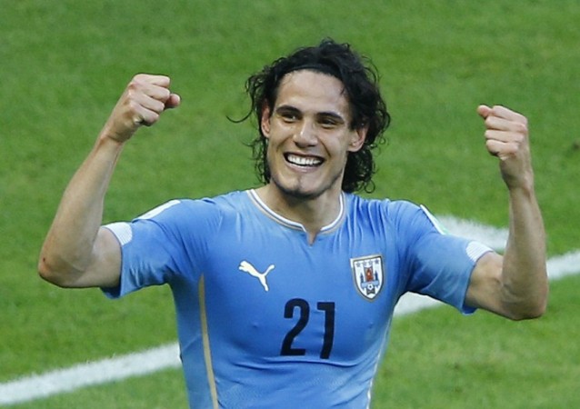 Uruguay's Edinson Cavani celebrates his goal against Costa Rica. Edinson Cavani