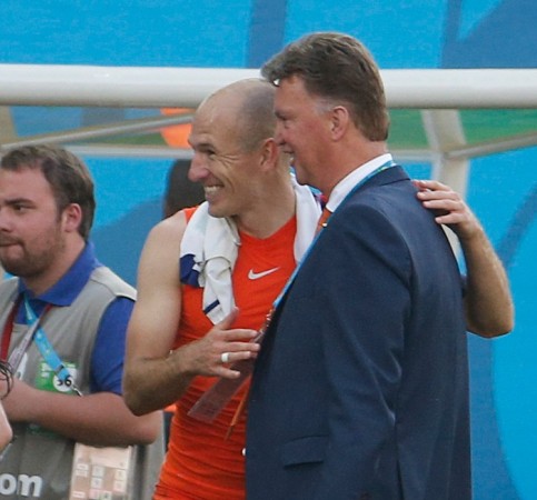 Arjen Robben and Louis Van Gaal celebrate their victory over Chile, 23 June Louis Van Gaal Arjen Robben Netherlands