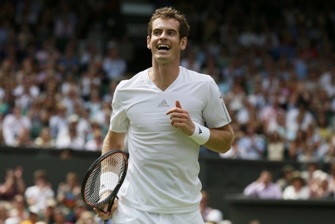Andy Murray of Britain reacts during his match against David Goffin in the Wimbledon. Andy Murray Wimbledon