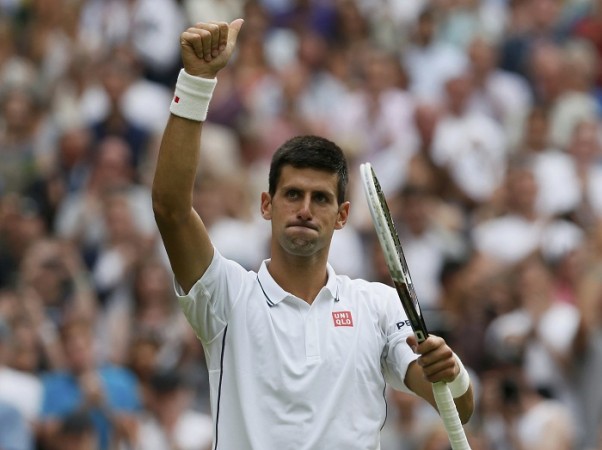 Novak Djokovic of Serbia reacts after defeating Andrey Golubev of Kazakhstan. Novak Djokovic Wimbledon