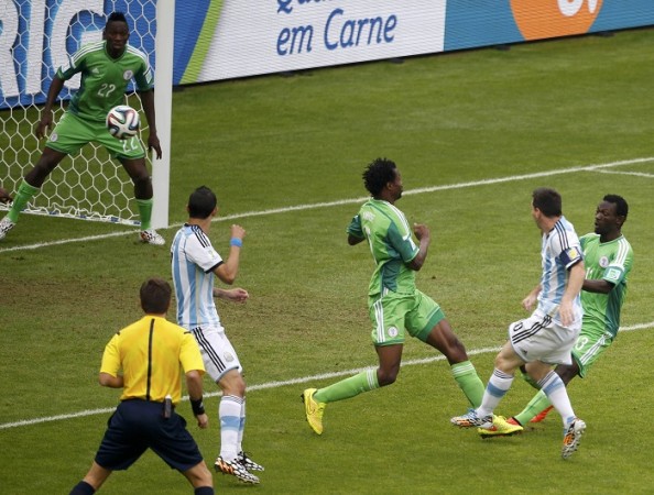 Argentina forward Lionel Messi scores against Nigeria, 25 June Lionel Messi Argentina Nigeria