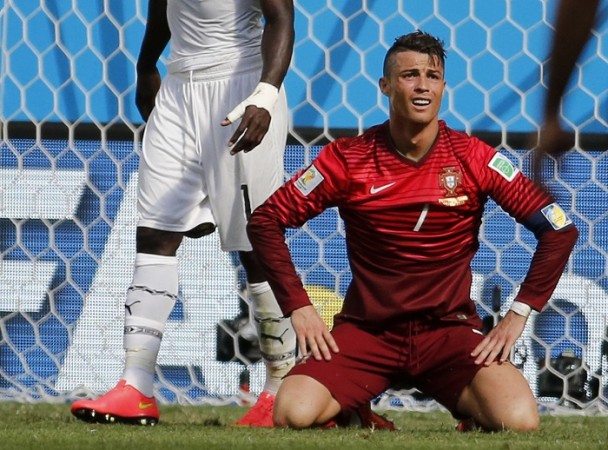 Portugal skipper Cristiano Ronaldo reacts to a missed opportunity in the game against Ghana, 26 June Portugal Cristiano Ronaldo