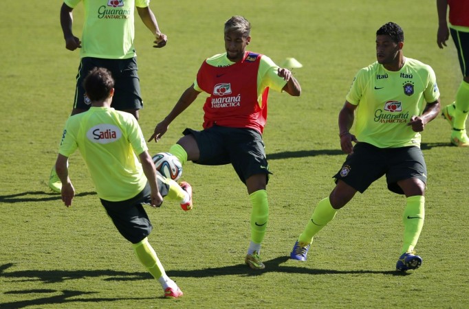 Brazil's national soccer player Neymar attends a training session in Belo Horizonte Brazil
