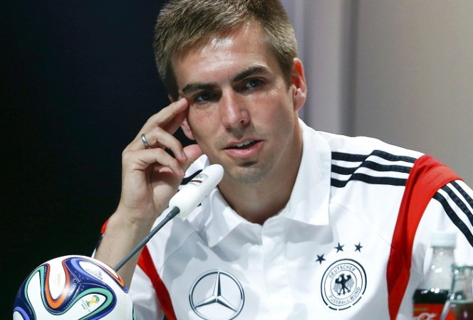 Germany skipper Philipp Lahm addresses a news conference. Philipp Lahm