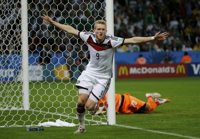 Germany forward Andre Schurrle celebrates after scoring against Algeria Andre Schurrle Germany