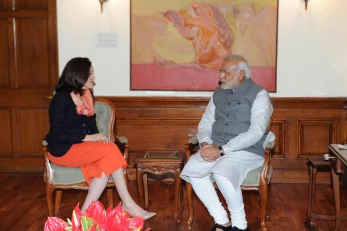 Modi Sandberg Facebook meet