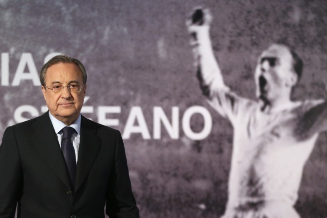Real Madrid's president Florentino Perez leaves a news conference after the death of former Real Madrid player Alfredo Di Stefano at Santiago Bernabeu stadium in Madrid Alfredo Di Stefano, Florentino Perez