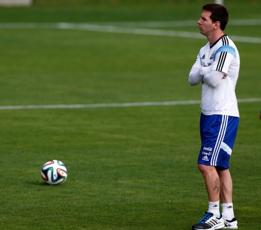 Argentina captain Lionel Messi ponders a few things during a training session Lionel Messi Argentina