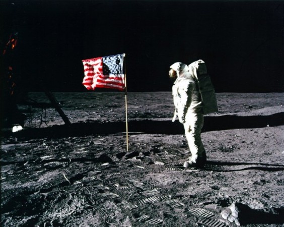 Astronaut Buzz Aldrin salutes the American flag on the Moon during the Apollo 11 space mission Apollo 11 space mission