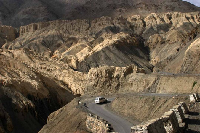 A vehicle on the Himalaya Highway, Ladakh. Ladakh
