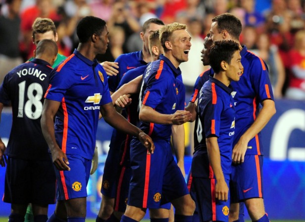 Manchester United players celebrate following their preseason win against Inter Milan Manchester United vs Inter Milan