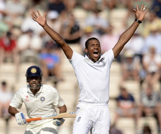 England fast bowler Chris Jordan appeals unsuccessfully for the dismissal of India skipper MS Dhoni Chris Jordan MS Dhoni England India