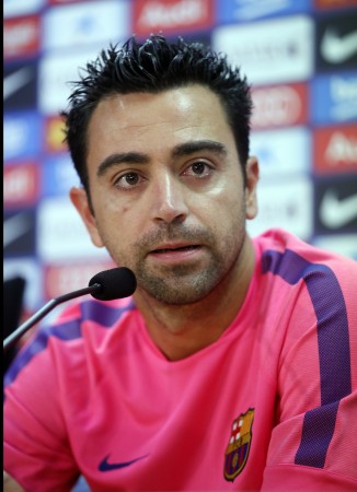 Xavi Hernandez at a news conference at the Joan Gamper training camp near Barcelona on 5 August. Xavi Hernandez