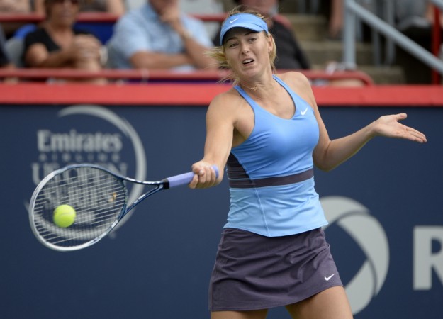 Maria Sharapova hits a forehand in the Rogers Cup tennis tournament. Maria Sharapova Forehand