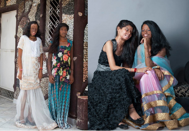Chanchal and Sonam; Ritu and Laxmi Acid attack survivors