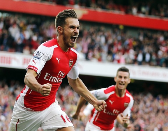 Arsenal midfielder is over the moon after scoring the winner against Crystal Palace in their English Premier League game Aaron Ramsey Arsenal