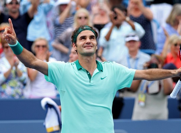Roger Federer celebrates after defeating David Ferrer in the Cincinnati Masters final. Roger Federer