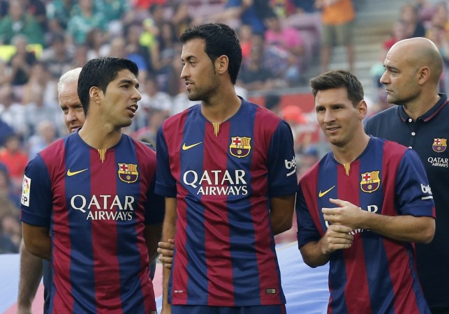 Sergio Busquets (centre) is reportedly looking for a new club in January Barcelona
