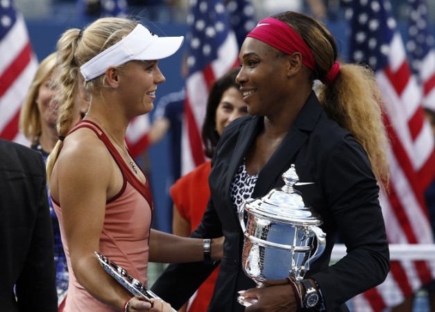 Serena Williams and Caroline Wozniacki share a moment after their US Open women's singles final Caroline Wozniacki Serena Williams US Open