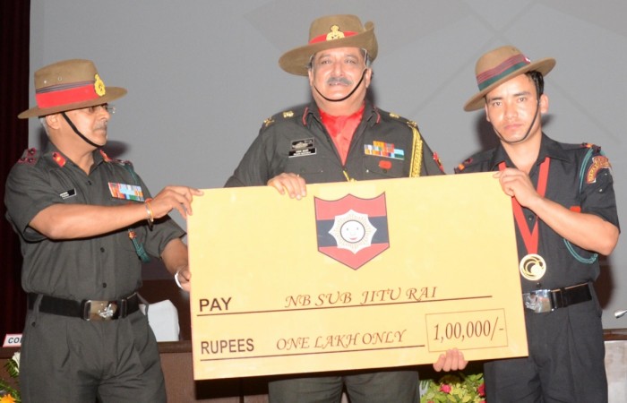 Indian shooter Jitu Rai (right) won a Gold medal at the Men's 50m Pistol event. Jitu Rai