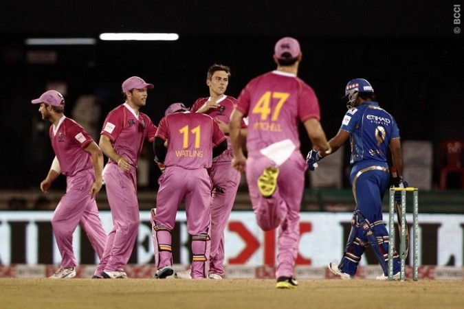 Northern Knights celebrate the wicket of Mumbai Indians batsman Ambati Rayudu in their CLT20 2014 qualifier Northern Knights Boult Mumbai Indians Ambati Rayudu