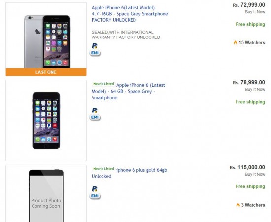 Apple iPhone 6, iPhone 6 Plus at e-Bay India website Apple iPhone 6, iPhone 6 Plus at e-Bay India website