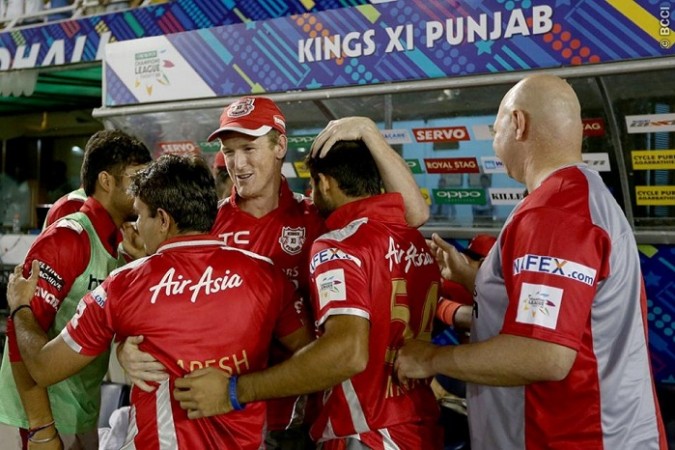 Kings XI Punjab celebrate their win over the Barbados Tridents Kings XI Punjab George Bailey