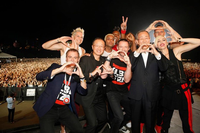 NoDoubt, UN Secretary General Ban Ki-moon, President of the World Bank Group Jim Kim and Hugh Jackman