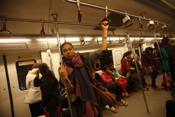 Passengers seated inside a Delhi Metro train. Delhi Metro ranks number 2 globally